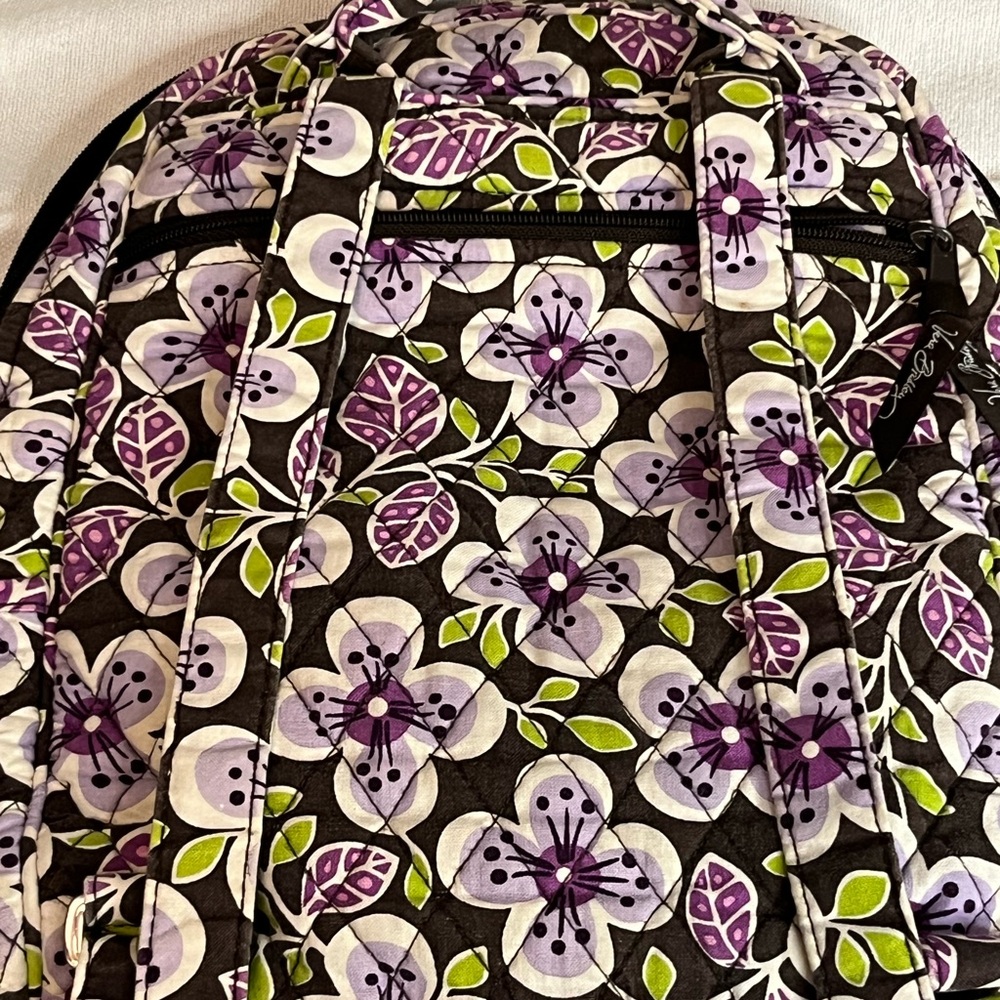 Vera Bradley Discontinued Plum Petal Floral Purple /Green /Black Backpack EUC - Picture 16 of 16
